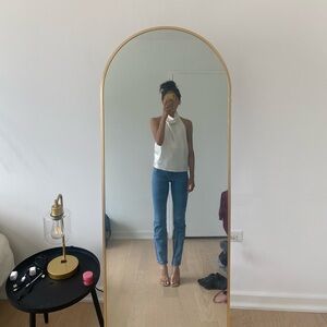 White Zara satin backless top